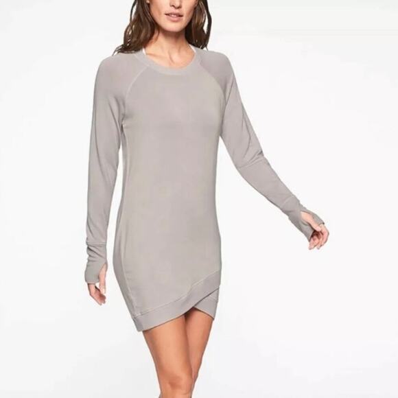 NWT * ATHLETA Criss Cross Sweatshirt Dress in Grey - Size S - Picture 3 of 16